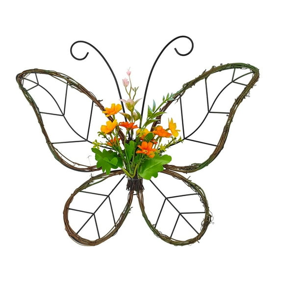 Outdoor Spring Decorations Butterfly Shaped Wreath Artificial Floral Wreaths for Front Door Window Home Decor