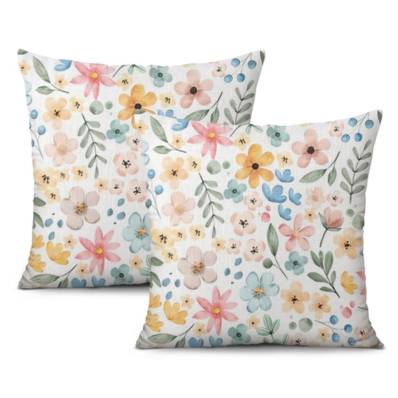 Outdoor Spring Decorations: Farmhouse Linen Pillow Covers, 16x16inch, Set of 2 for Home and Garden Decor