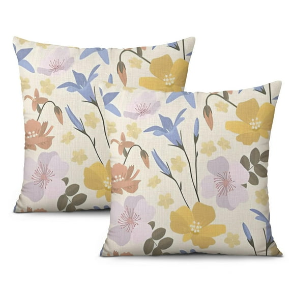 Outdoor Spring Farmhouse Pillow Covers 16x16inch, Set of 2, Home and Garden Decor Linen Cushion Cases for Spring Decor