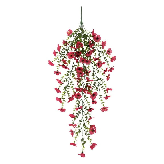 Outdoor Spring Hanging Artificial Flowers with Eucalyptus & Violet Stems for Garden Patio Décor, Porch Wedding Backdrop, Natural Floral Arrangements, Artificial Hanging Flowers for Outdoor
