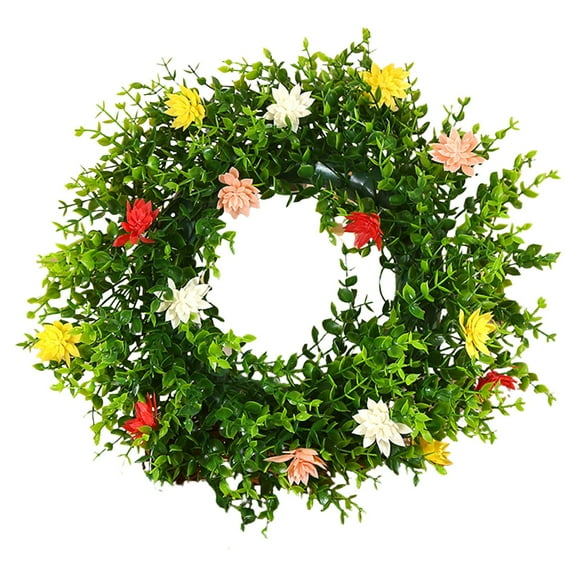 ‌Outdoor Spring Summer Welcome Wreath for Front Door Decor‌, All-Weather Year-Round Greenery Decor for Rural Home, Indoor Outdoor House Decorations‌