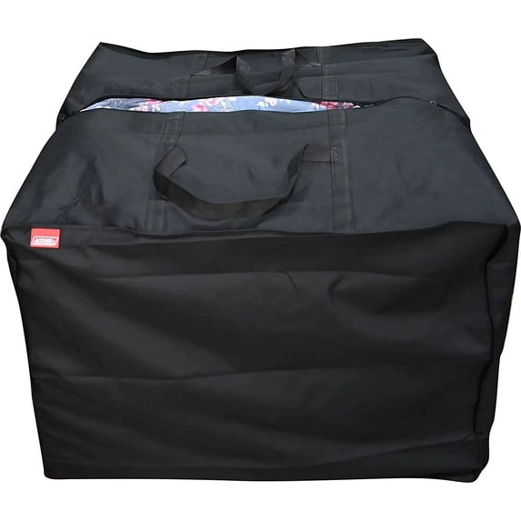Outdoor Square Cushion Storage Bag, Waterproof Zippered Cover with Handles, 32''L x 32''W x 24''H Black