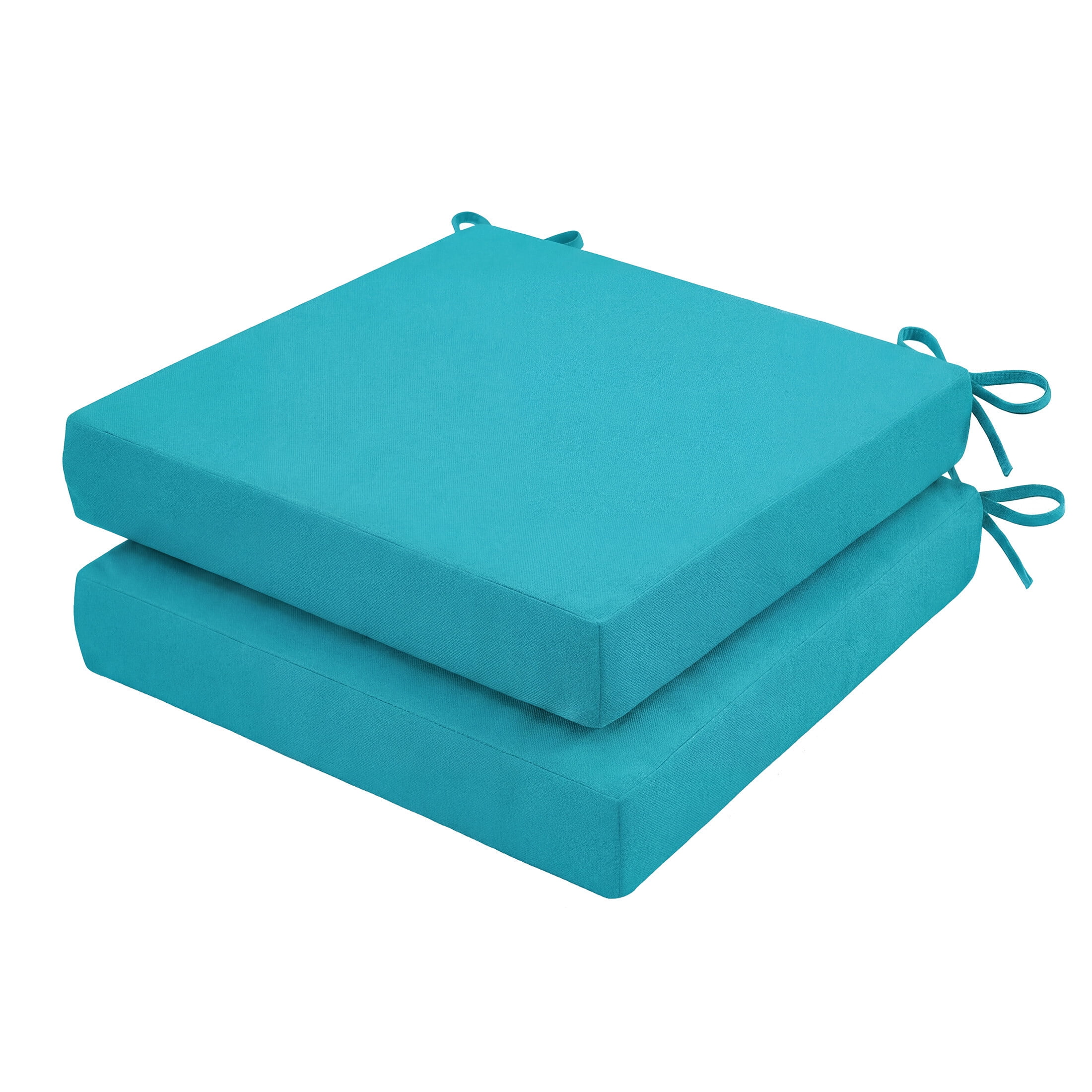 Outdoor Square Seat Cushion for Patio Furniture Dining Chair Pad Replacement, 17 x 16, Set of 2, Turquoise Blue
