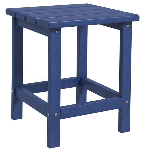 Outdoor Square Side Table, 15 Inch Blue End Table for Patio Furniture, Recycled HDPE Balcony Table for Porch