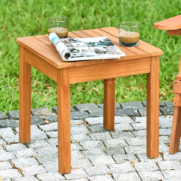 Outdoor Square Side Table, Oversize Adirondack Side Table, Acacia Wood Frame w/Oil Finished, All-Weather, Indoor Outdoor Patio Poolside End Table, Weight Capacity 220lbs, 18 x 18 x 16 Inch