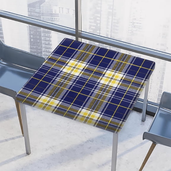 Outdoor Square Tablecloth with Elastic Edge Fitted Square Table Cover Wipeable Blue and Yellow Checkered Table Cloth for Outdoor Indoor Patio Dining Kitchen Decor for 34x34inch Tables