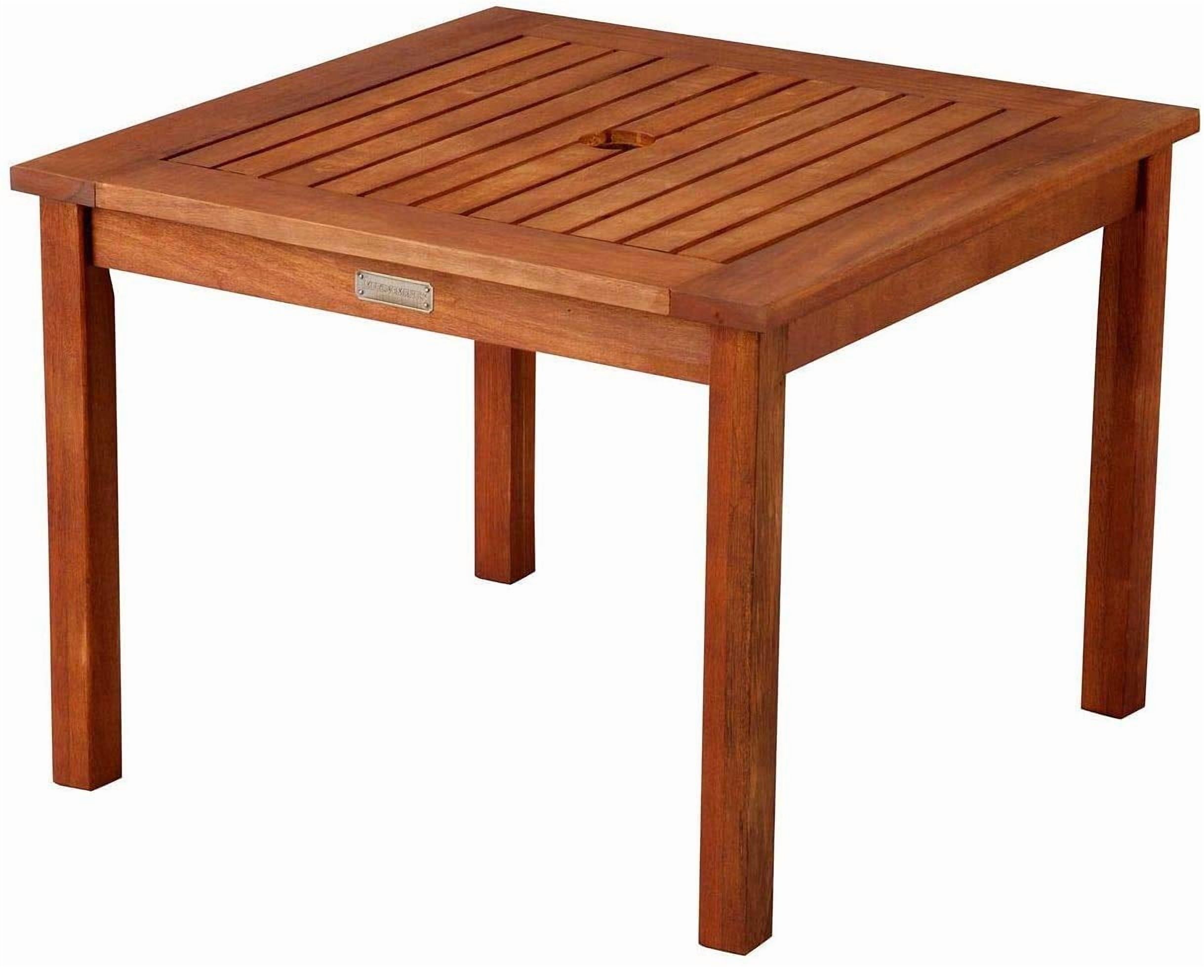 brown Acacia Wood Umbrella Table for Outdoor Patio Poolside Deck ...