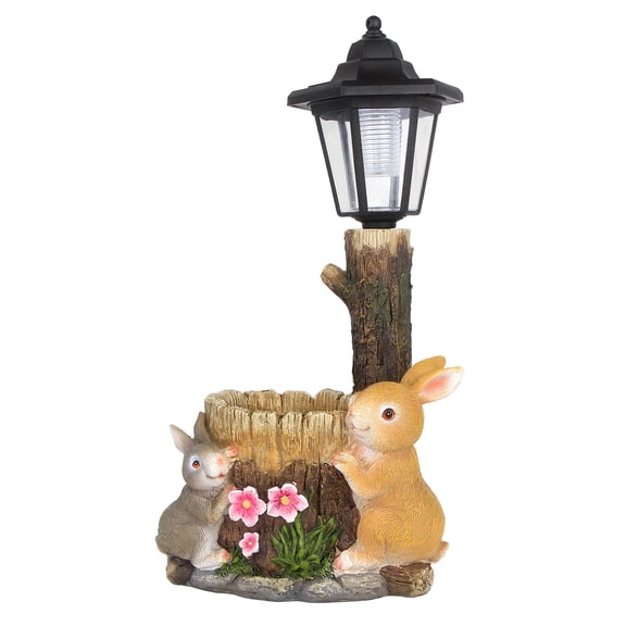Outdoor Squirrel Flowerpot Statue - Solar Light, Resin. Planter (no flowers), garden/patio/Halloween decor. Whimsical, handcrafted
