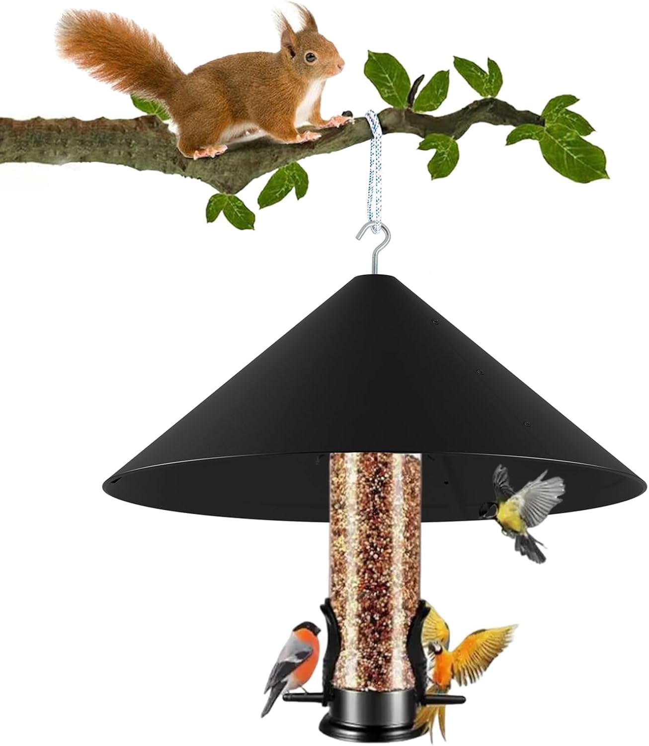 Outdoor Squirrel Proof Bird Feeders, 19 Inch Metal Squirrel Baffle for Bird Feeder Pole, Bird House Guard for Shepherd’s Hook, Rust Chew Proof Heavy Duty