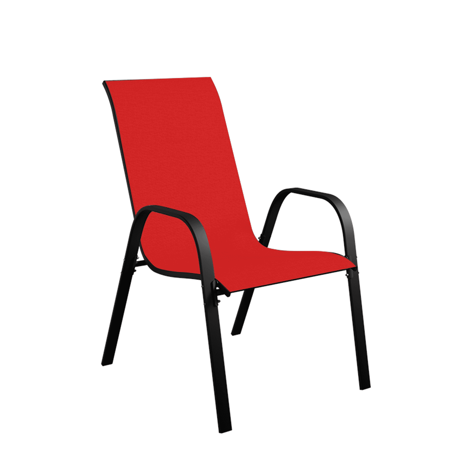 Outdoor Stackable Patio Chairs Set of 1 Heavy Duty Metal Frame & Teslin Fabric, All-Weather for Poolside, Backyard, Balcony, Indoor, Camping