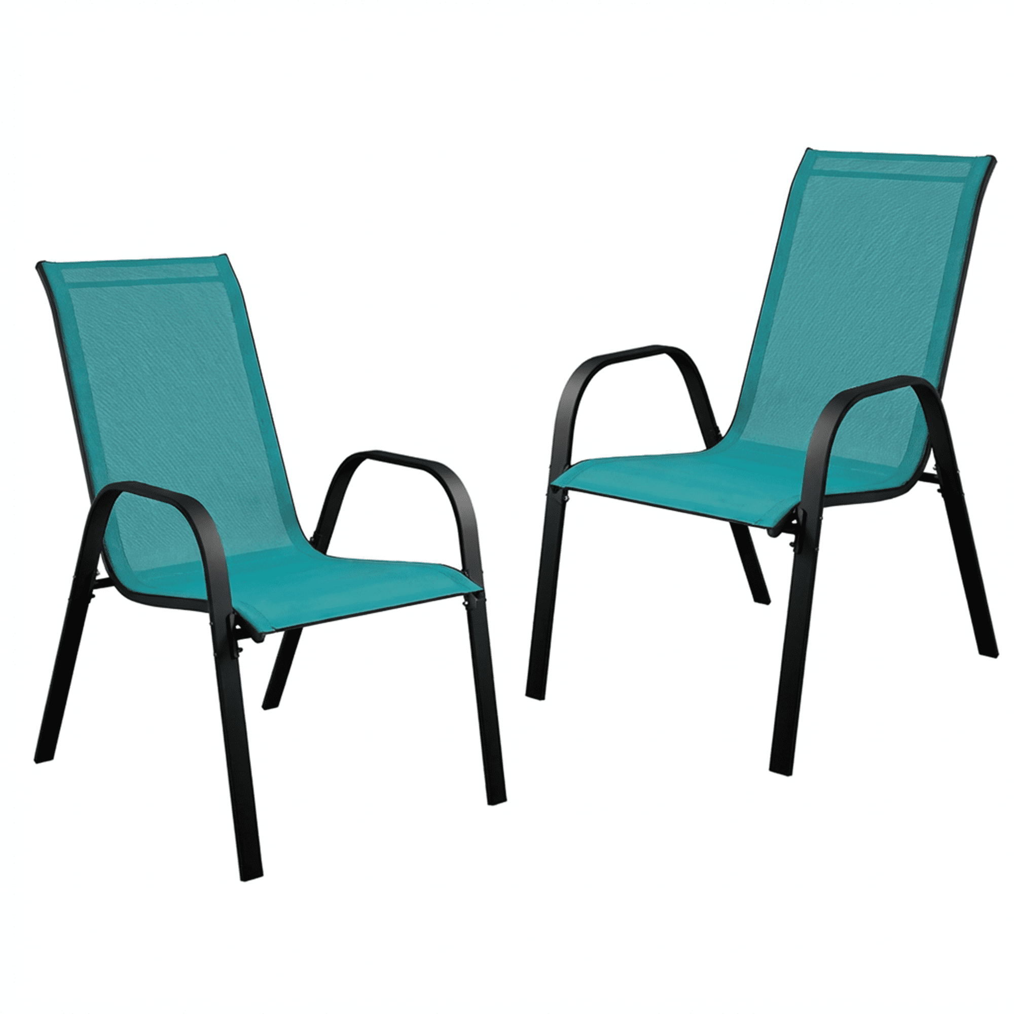 Outdoor Stackable Patio Chairs Set of 2 Heavy Duty Metal Frame & Teslin ...