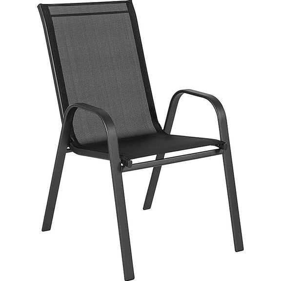 Outdoor Stackable Patio Chairs with Flex Comfort Material, Stacking Outdoor Modern Sling Patio Chairs, Set of 5, Black