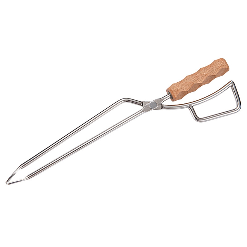 Outdoor Stainless Steel Fire Tongs BBQ Charcoal Clip Duckbill Tong