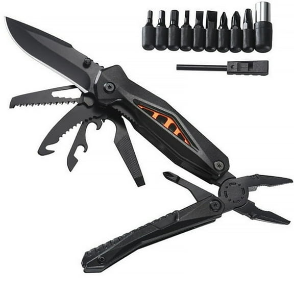Outdoor Stainless Steel Knife/Pliers/Nail File/Bottle Opener/Screwdriver/Serrated Knife, Hidden Folding Closure, Portable Multi-Function Tool With Flint And Bit Birthday Gifts for Men Set
