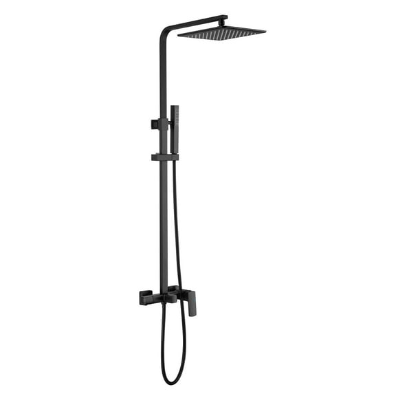 Wall-Mounted Tub and Shower Combo, Exposed Shower System with Rough-In Valve, Matte Black