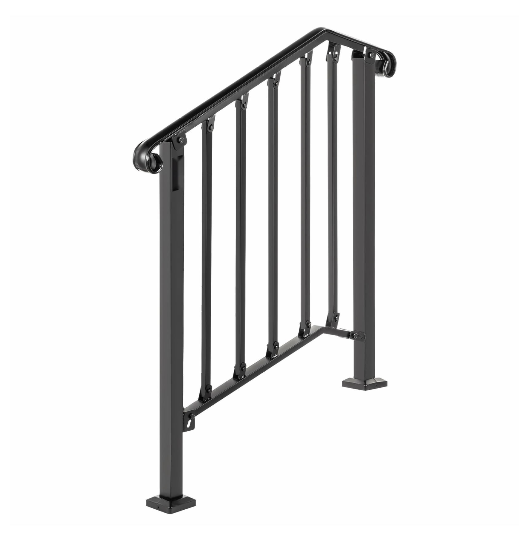 Outdoor Stair Handrail for 2-3 Steps, Wrought Iron Railing, Black Porch ...
