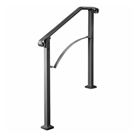 Outdoor Stair Handrails for 2-3 Steps, Wrought Iron Railing for Concrete/Wood Steps, Black Arch Railing, Porch Handrail, Secure & Stylish Stair Support