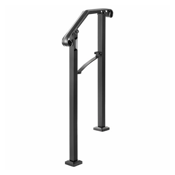 Outdoor Stair Handrails for Steps, Wrought Iron Railing for 1-2 Steps, Black Arch Railing, Porch Railing for Concrete Steps or Wooden Stairs, Flexible Handrail