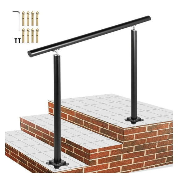 Outdoor Stair Railing Kit 3 FT - Handrails for 1-3 Steps, Adjustable Angle Black Aluminum Hand Rail for Elderly & Outdoor Steps