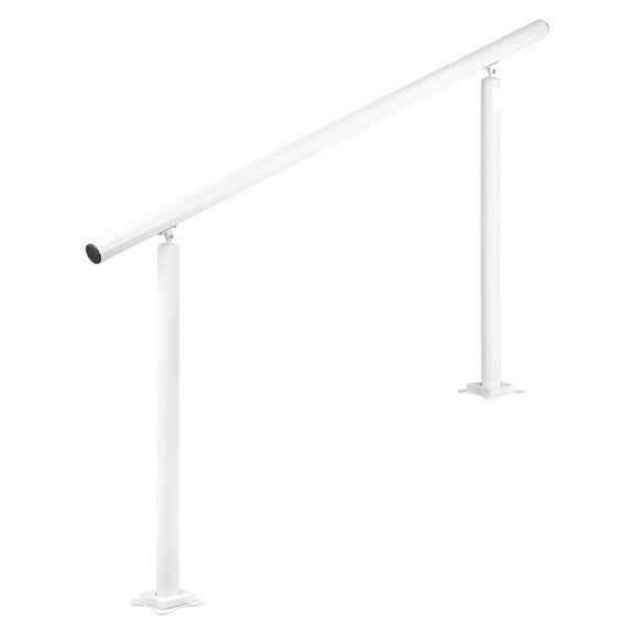 Outdoor Stair Railing Kit 5 FT, White Aluminum Handrails for 0-5 Steps, Adjustable Angle Railing for Elderly & Outdoor Steps, Heavy Duty Support