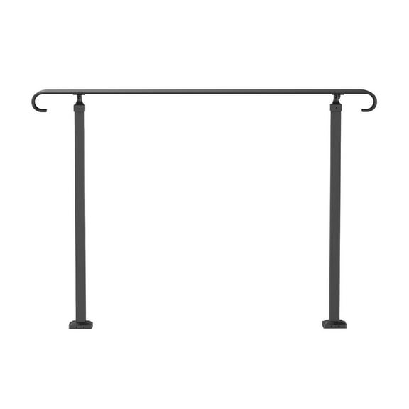 Outdoor Stair Railing for 3-5 Steps, Wrought Iron Handrails, Black Hand Rail for Concrete/Wooden Steps, Flexible Porch Railing, Safety Handrail