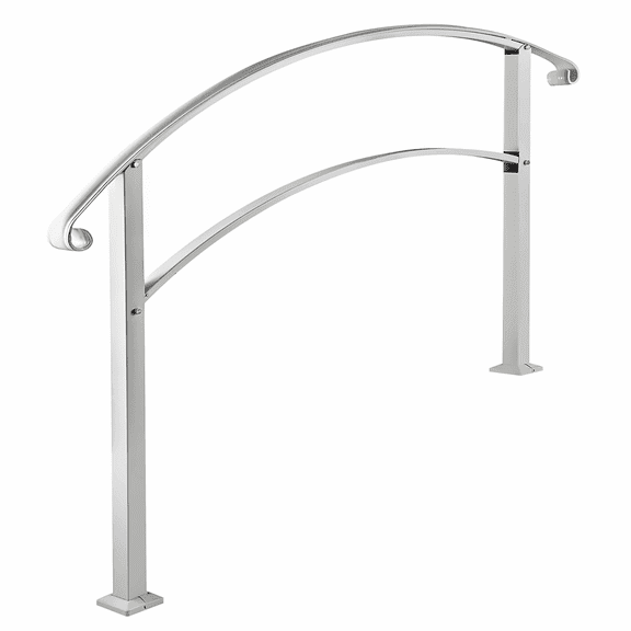 Outdoor Stair Railing for 4 Steps, White Wrought Iron Handrails, Porch Railing for Concrete Steps, Flexible Hand Rail for Wooden Stairs