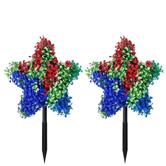 Outdoor Star Decorations – 2-Piece Colorful Garden Stake Set with Weatherproof UV-Resistant Fake Flowers for Yard, Patio & Holiday Celebrations, 12-Inch Height