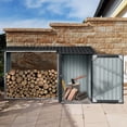 thumbnail image 1 of Outdoor Steel Firewood Rack and Metal Storage Shed,Two-In-One,Black, 1 of 9