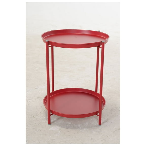 Outdoor Steel Patio Side Table 2-Tier