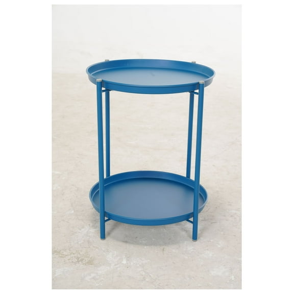 Outdoor Steel Patio Side Table 2-Tier