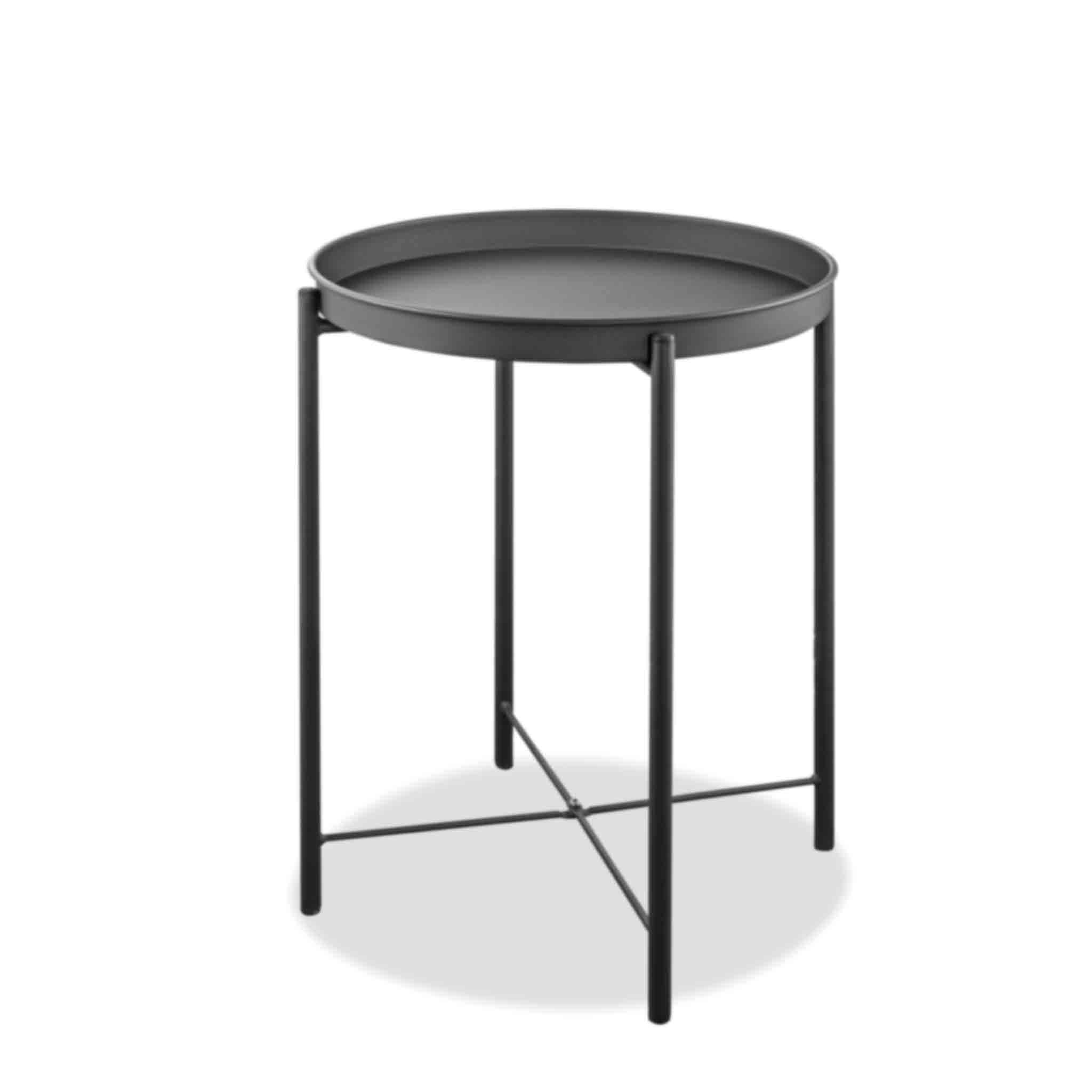 Sleek 21" Gray Aluminum Round Side Table for Outdoor Leisure