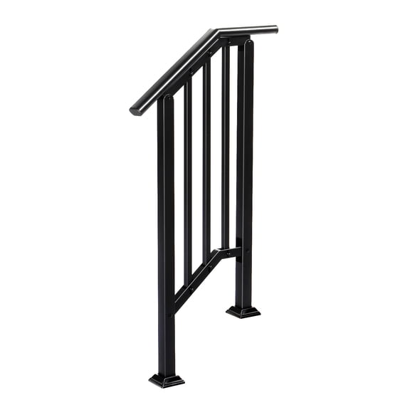 Outdoor Step Handrail for 1 to 2 Steps Heavy Duty Wrought Iron Stair Railing 600lbs Capacity Rustproof Non-Slip Safety Grab Bar for Porch & Garden