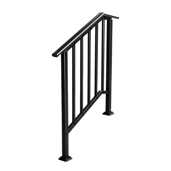 Outdoor Step Handrail for 2 to 3 Steps Heavy Duty Wrought Iron Stair Railing, 600lbs Capacity Rustproof Non-Slip Safety Grab Bar for Porch Garden