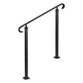 thumbnail image 1 of Outdoor Step Handrails 2 to 3 Step Adjustable Height Carbon Steel Transitional Handrail with Installation Kit for Concrete Wooden Stairs Porch Matte Black, 1 of 6