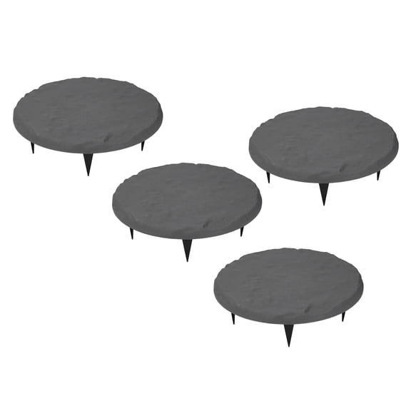 Outdoor Step Stones Decorative Round Gray Polypropylene Resin Pathway Stepping Stones with 24 Ground Stakes for Lawn Garden Walkway Patio Yard Decor 4 Pack-graypolypropyleneresin