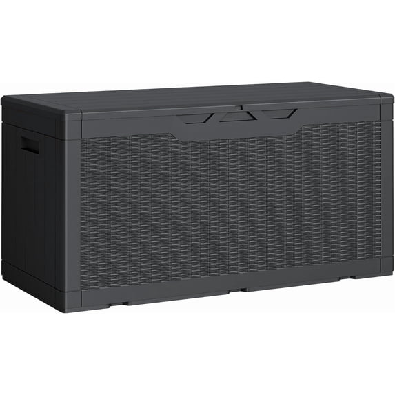 Outdoor Storage Box 100 Gallon Storage Bin with Lid for Patio Furniture, Garden Tools, Pool Supplies, Lockable, Waterproof and UV Resistant, Black