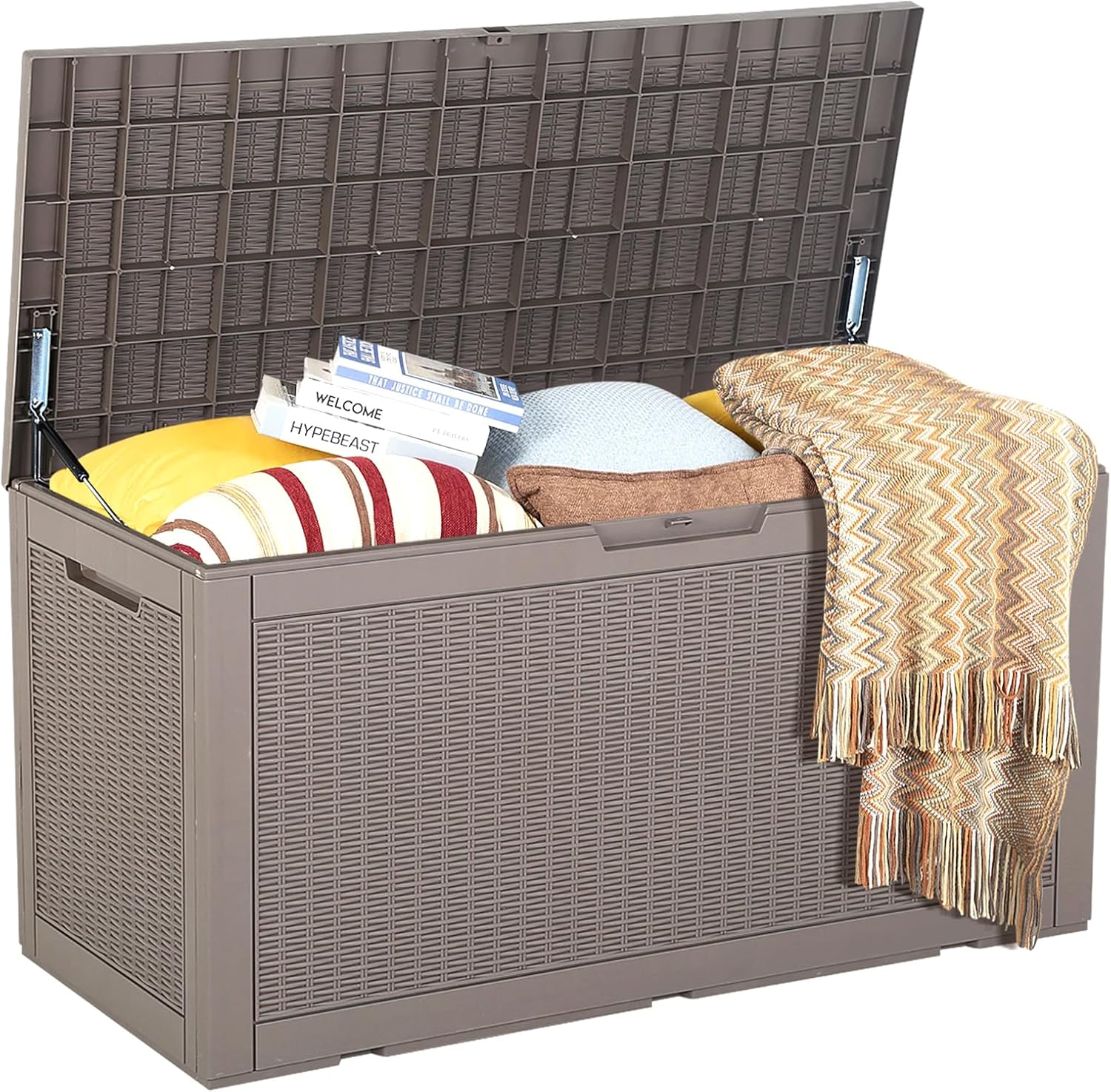 Outdoor Storage Box 100 Gallon Waterproof Deck Box Resin Patio Storage