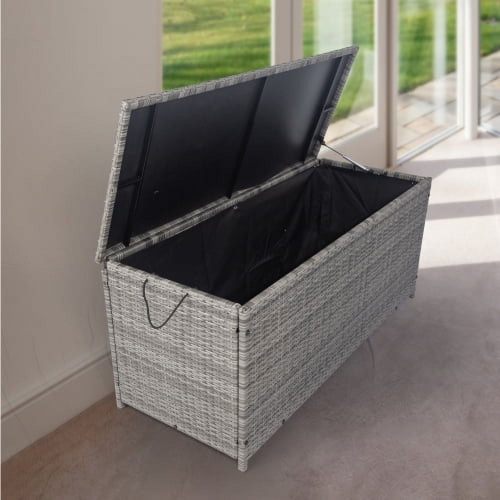Outdoor Storage Box, 113 Gallon Wicker Patio Deck Boxes with Lid