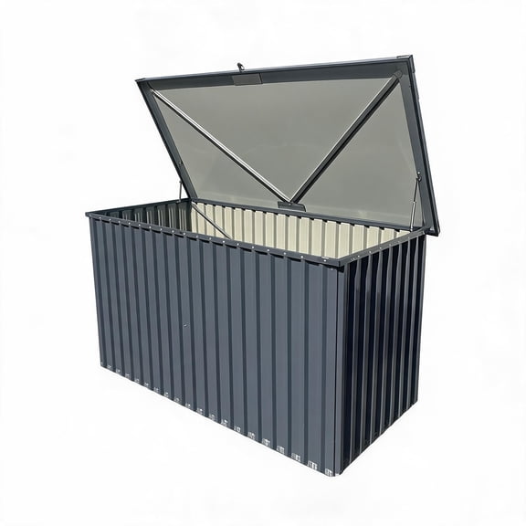Outdoor Storage Box, 180 Gallon Waterproof Metal Storage Box, Outdoor Deck Boxes, UV Resistant Patio Storage Box with Lockable Lid for Patio Furniture Cushions, Pillows, Garden Tools, Blank