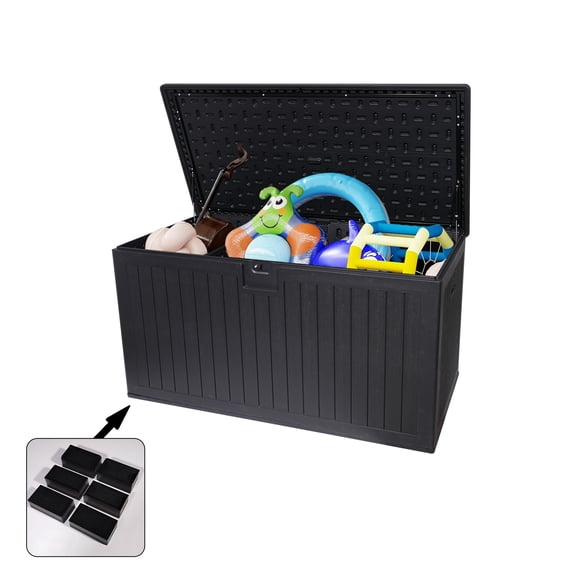 Outdoor Storage Box, 230 Gallon Resin Outdoor Deck Box Waterproof, Extra Large Patio Storage Box with Lockable Storage Containers for Patio Furniture Cushions, Pool Accessories, Garden Tools