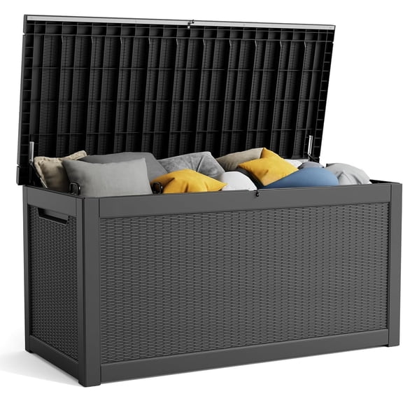 Outdoor Storage Box, 260 Gallon Deck Box Outdoor Storage Bench Outside Waterproof Resin Storage Bench, UV Resistant