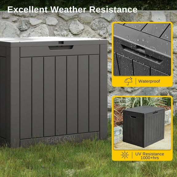 Outdoor Storage Box, 31 Gallon Deck Box, Waterproof Resin Storage Bin for Patio Cushions, Gardening Tools, Accessories, Lockable, UV Resistant