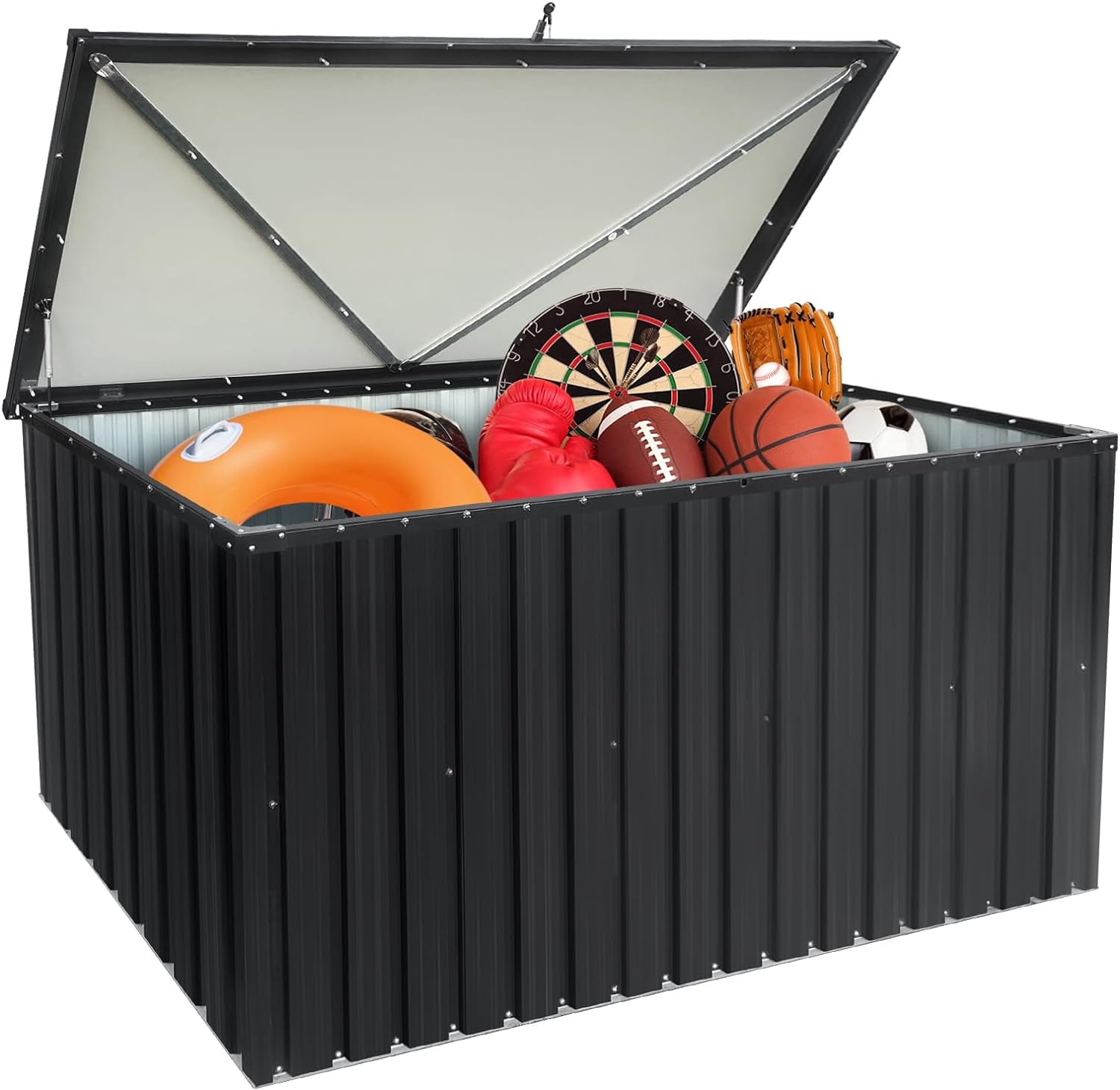 Outdoor Storage Box, 344 Gallon Metal Deck Boxes Outdoor Waterproof for Patio Storage, Extra Large Pool Storage, Outdoor Cushion Storage