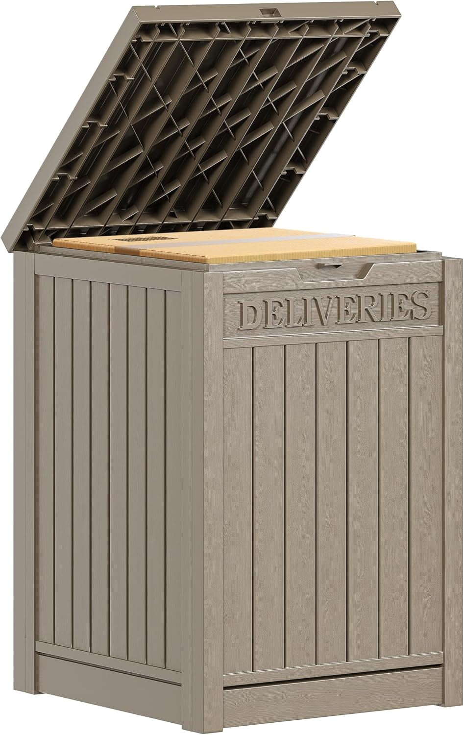 Taupe Lockable Resin Wicker 48 Gallon Deck Box