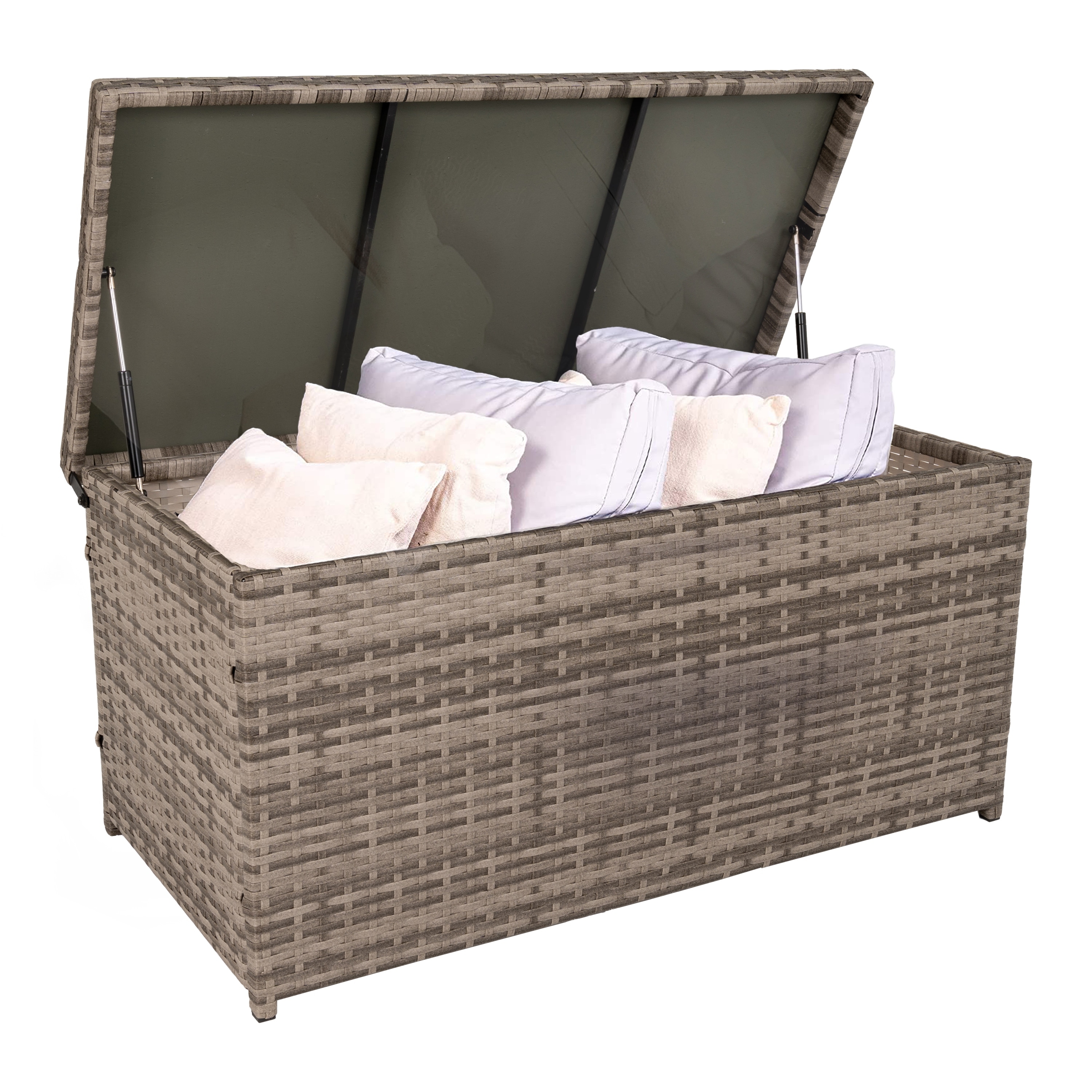 Outdoor Storage Box, 60 Gallon Wicker Patio Deck Boxes with Lid Gray