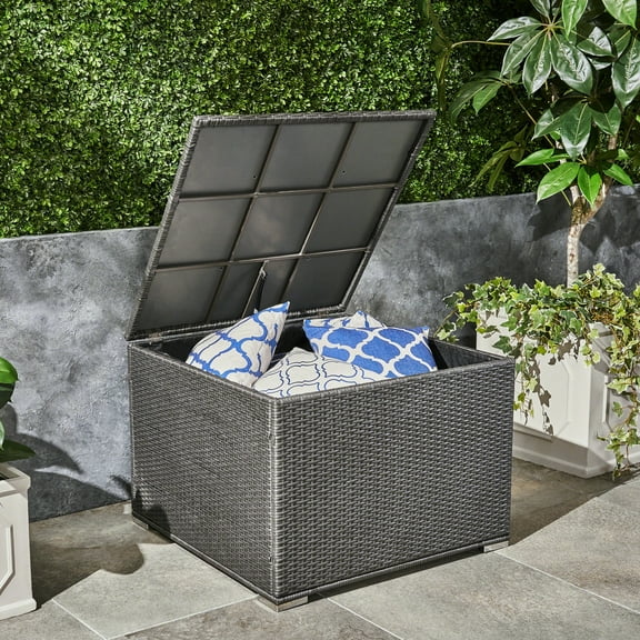 Outdoor Storage Box - Grey And Iron, 33.38 In. X 24.22 In., Patio Element In D W H, Adds Extra To