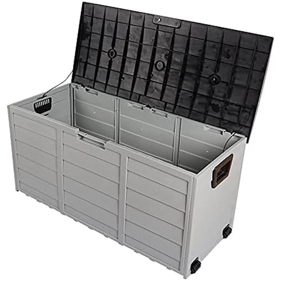 Outdoor Storage Box, Resin Deck Box,75 Gallon Outdoor Storage Box, Lockable Plastic Storage Containers with Lid,  Deck Box Furniture for Garden, Pool, Balcony, Yard$$Garden &