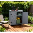 thumbnail image 1 of Outdoor Storage Box, Tool Shed,Outdoor Storage Cabinet,with Galvanized Top and Two Shelves for Yard Tools or Pool Accessories, Grey Deck Box,Steel,Wood Deck Box Outdoor, 1 of 8
