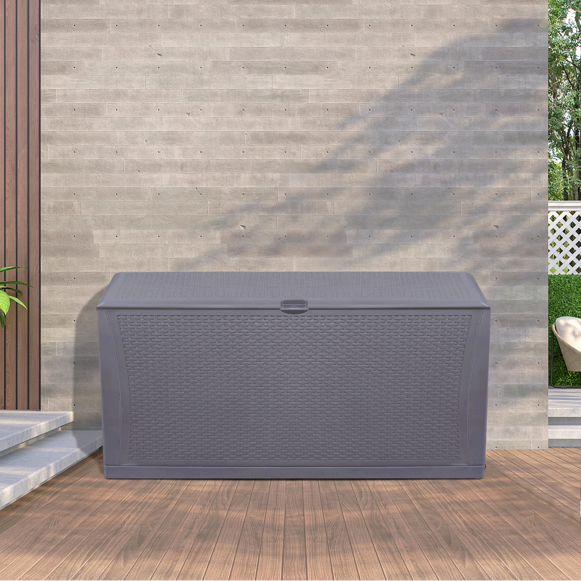 Outdoor Storage Box, XXL Patio Deck Box 120 Gallon Lockable, Waterproof  Storage Deck Box for Outside Garden Pool Studio, with 175lbs Seat, Gray