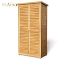 thumbnail image 1 of 63.2" Outdoor Storage Cabinet with Adjustable Shelves, Aiho Wooden Outdoor Storage Shed with Lockable Double Doors for Backyard, Garden & Patio - Natural, 1 of 8